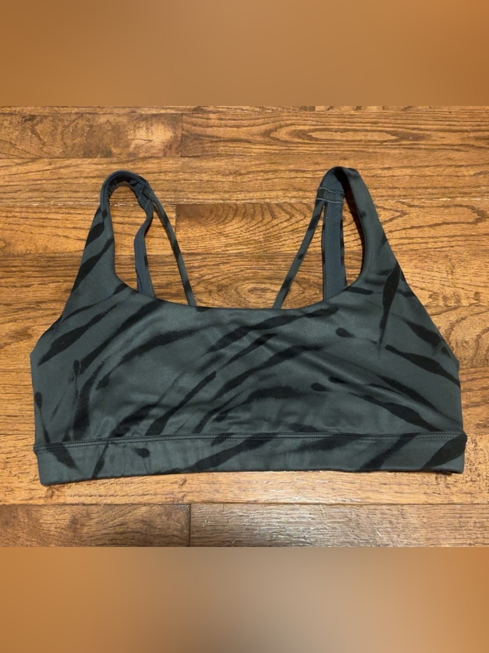 Athleta Black Zebra-Stripe Strappy Sports Bra